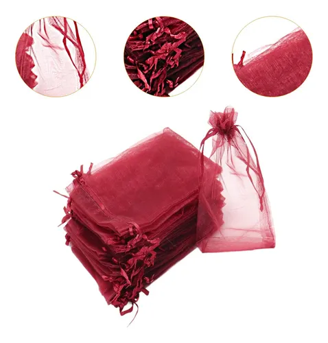 100 Bolsas De Organza Con Cordón, Bolsas De Regalo De