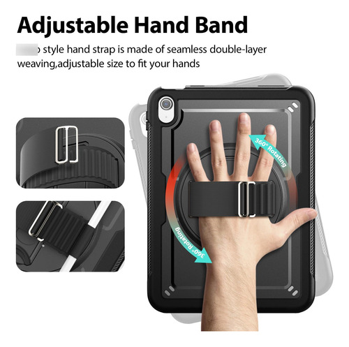 Funda Para Ipad A16 11 10.9 Pulgadas Negra Con Protector Negro
