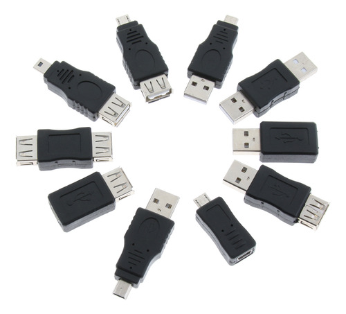 10 Unids Usb Mini Adaptador Convertidor Carga A Micro Usb
