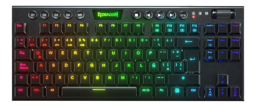 Teclado gamer bluetooth Redragon Horus K621 TKL QWERTY español latinoamérica color negro con luz RGB