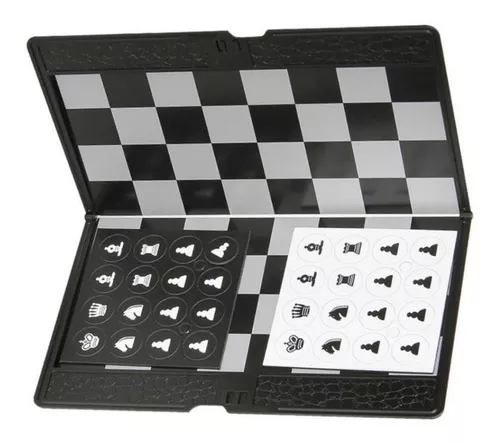 Mini Jogo De Xadrez De Bolso Magnético Para Viagens 13cm - Preto