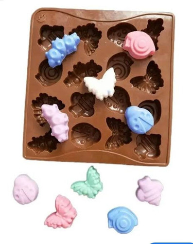 * Molde De Silicon 16 Bichos Insectos Choco Fondant Jabon