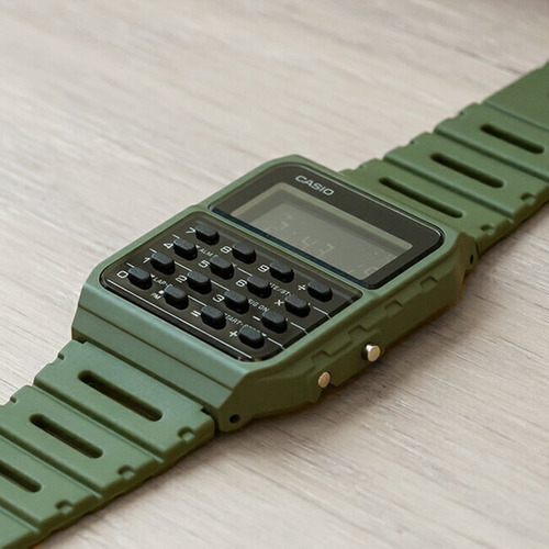 Reloj Casio Calculadora Ca-53wf-3b Digital - Verde Color De La Correa Verde Oscuro Color Del Bisel Negro Color Del Fondo Gris