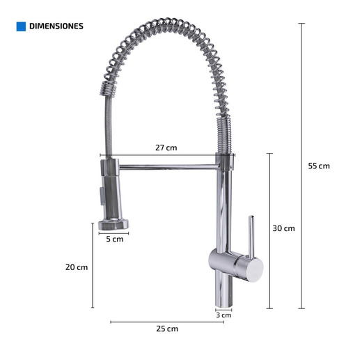 Imagen 3 de 9 de Griferia Extensible Para Cocina Canilla Monocomando Flexible