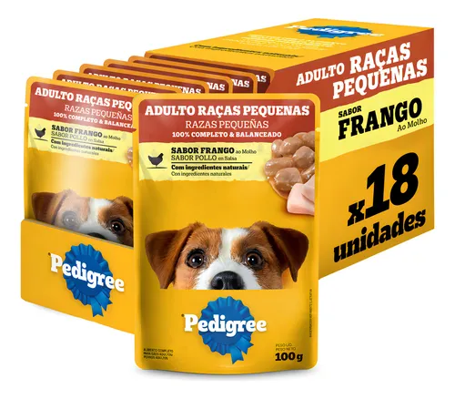 Kit Ração Úmida Pedigree Sachê Frango Cães Adultos 18 Un