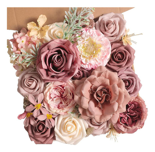 Koroni Flores Artificiales Combo Box Set Blush Rose Flores F