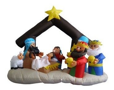 6 Pies Navidad Inflable Pesebre Con Tres Reyes Decoración