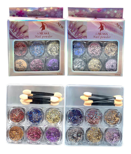 12 Polvo Efecto Galaxy Galaxia Para Uñas Manicure Color Ef-12a Y Ef-12b