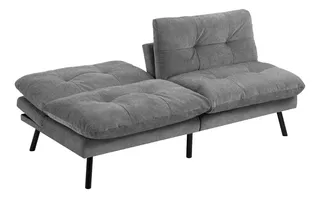 Sofá sofá cama reclinable Mobeler Moderna Barm de 3 cuerpos color gris de terciopelo y patas color chocolate de metal