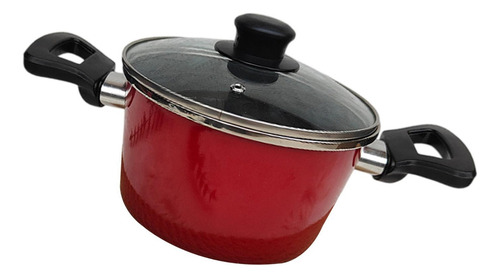 Panela Esmaltada, Panela Com Tampa De Vidro, 19cm Vermelho