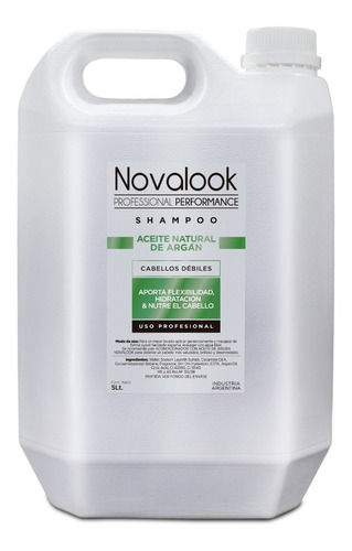 Shampoo Argán (cabellos Débiles) Novalook X 5 Lts.