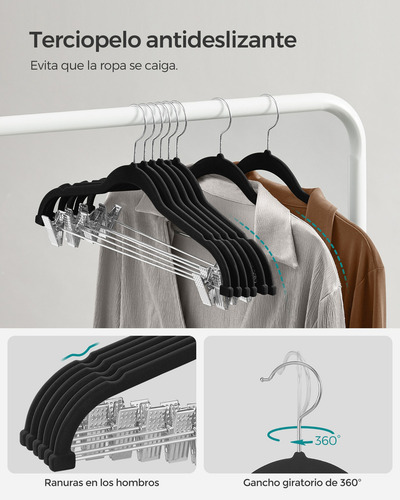 Set 30 Ganchos Perchas Songmics Para Ropa Alta Calidad Color Negro