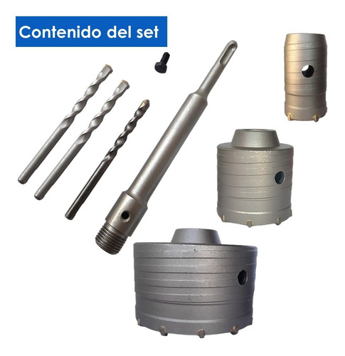 Imagen 4 de 10 de Set 3 Broca Copa Diamantada Concreto Hormigón 40 65 100 /uss