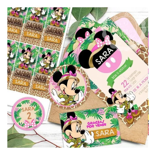 Kit Imprimible  Minnie Safari Candy Deco Cumpleaños