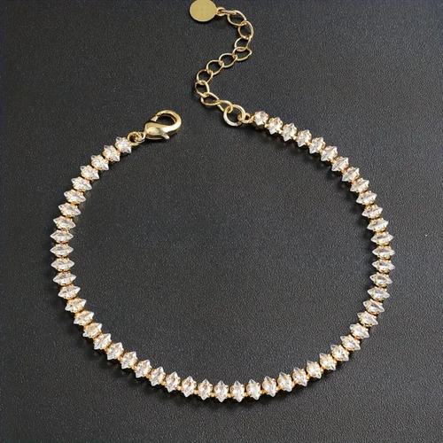 Pulseira Riviera Feminina Banhada A Ouro 18k Com Zircônias