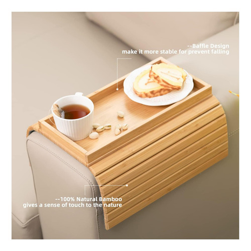 Bandeja De Reposabrazos De Sofá Bambú Gehe-mesa De Brazo Con