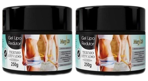  Kit Com 2 Gel Lipo Redutor Termo Ativado 250g - Mary Life