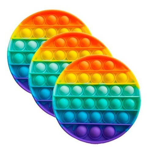 Imagem 1 de 3 de Kit 3 Pop It Redondo Fidget Toy Sensorial Colorido Original