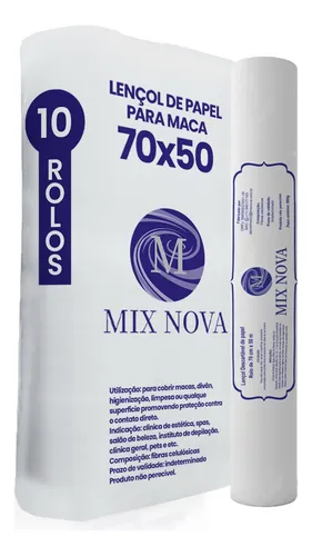 comprar Lençol de Papel Descartável para Maca Modelo 70x50 Cx 10 rolos Mix Nova