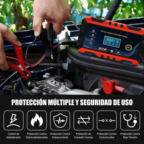 Imagen 10 de 10 de Cargador Inteligente Para Baterias 12v 6a De Auto Moto