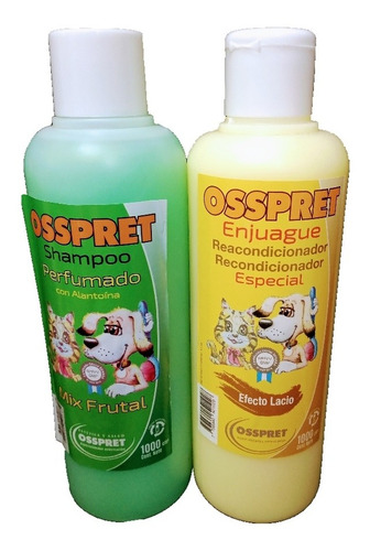 Shampoo Y Crema De Enjuague Para Perros Osspret X 1litro 