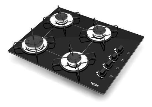 Fogão Cooktop 4 Bocas Com Ultra Chama Preto Tedge Bivolt