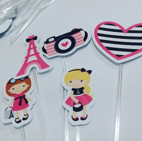 50 Topper Tags Para Doces Festa Aniversário Paris 