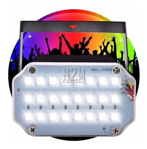 Imagen 1 de 5 de Flash Led Audioritmico 10w Strobe Rgb Luces Dj Boliche Fiestas