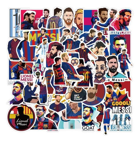 Set 50 Sticker Pegatinas Messi Futbol