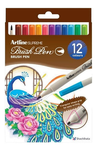 Marcadores Artline Brush Punta Pincel Fino Estuche X12 Col