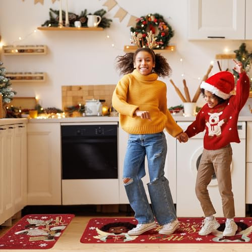 Conjunto De 2 Tapetes De Cocina De Invierno Ceenna Con Copos