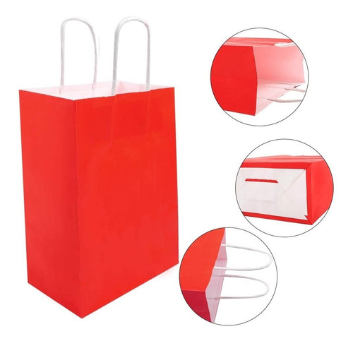 Bolsas De Papel Con Asas Pack X 12 Mediana Varios Colores