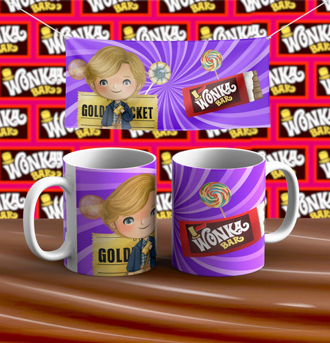Kit Imprimible Plantillas Tazas Willy Wonka Sublimación M1