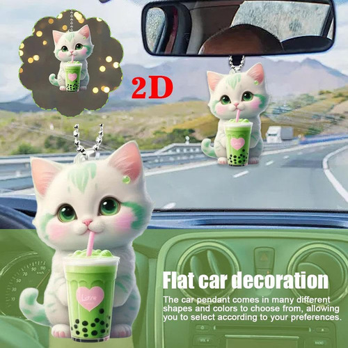 Llavero Con Espejo Retrovisor De Coche Y Cute Cats Decora 40