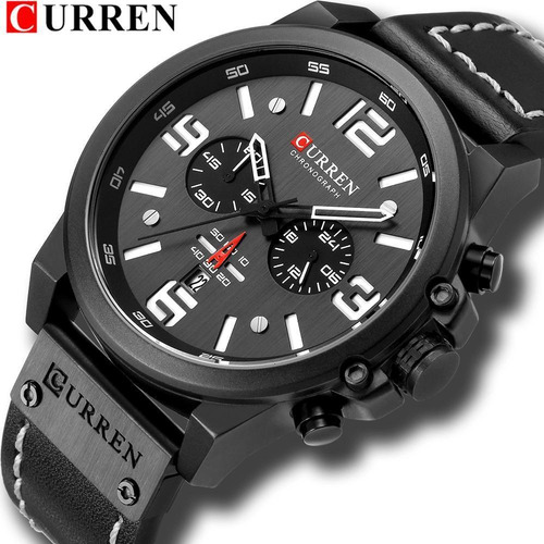 Reloj analógico Curren 8314 de piel para hombre, 3 ATM