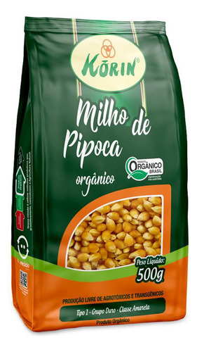 Kit 2x: Milho De Pipoca Orgânico Korin 500g