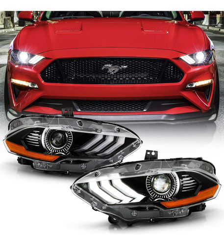 Para Faro Led Fabrica Modelo Drl Ford Mustang Proyector Lado