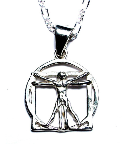 Cadena Y Dije Hombre De Vitruvio Leonardo Da Vinci En Plata 