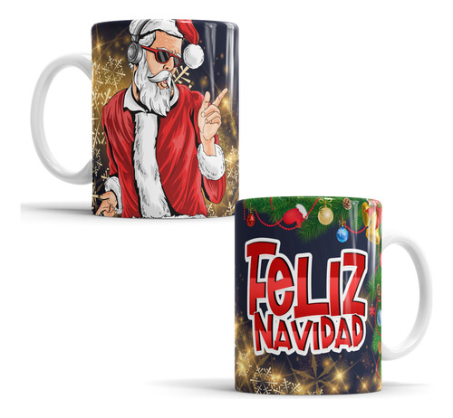 Taza Blanca 11 Oz Santa Claus 12 Diseños Navideños Divertida