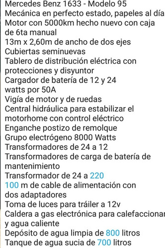 Motorhome Mercedes Benz 1633 - Modelo 95