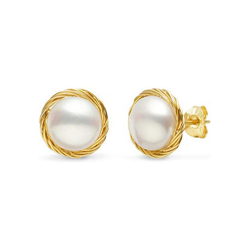 Perlas De Oro Relleno De 14k Comoto Para Mujer