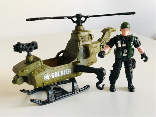 Imagen 1 de 7 de Helicoptero Con Soldado De Guerra Figura Accion Articulado
