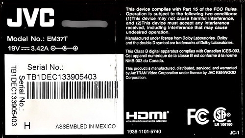 Tarjeta Madre Main Jvc Em37t 0171-2271-5112 (Usado)
