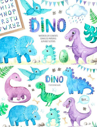 Clipart Watercolor Dinosaurs Png
