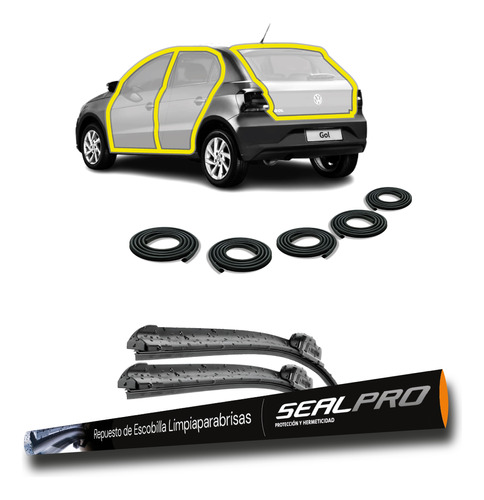 Combo Burletes De Puerta Y Baul Vw Gol Trend 5p + Escobillas