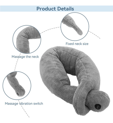 Almohada De Masaje Vibrador Cuello Algodón Gris Masaje Terap Color