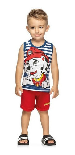 Conjunto Infantil Menino Short Camiseta Patrulha Canina 1ao8