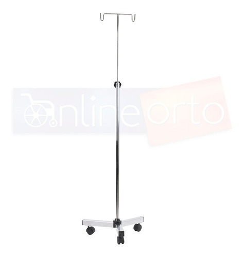 Imagen 2 de 8 de Porta Suero Tubular Doble Altura Ajustable Con Ruedas Tripie
