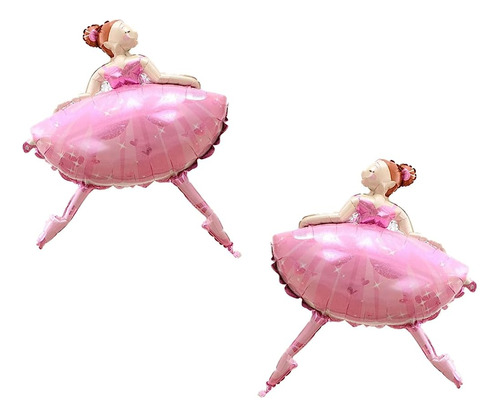 2pcs Ballet Rosa Bailarina Bailarina Globo Papel De Aluminio
