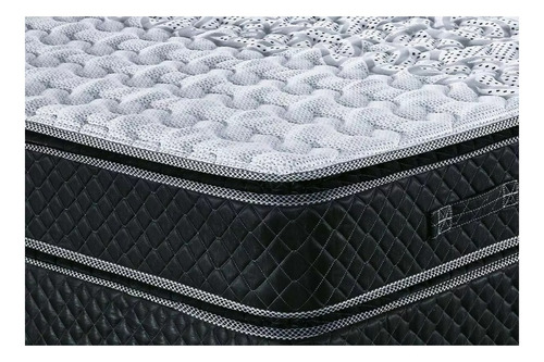 Imagen 4 de 4 de Sommier Cannon Resortes Doral Pillow Top King de 200cmx200cm negro y blanco con base dividida